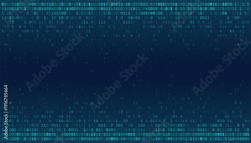 Digital Horizon - Symmetric Top and Bottom Binary Code Border on Deep Teal Background