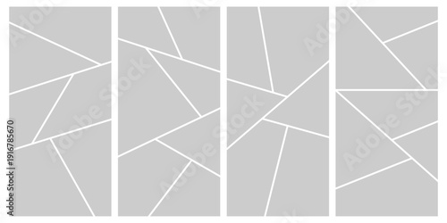Image collage layout template. Grey mosaic mood board grid collection. Picture frame set. Photo album idea for banner, poster, comic page, flyer, brochure, booklet, memory wall design. Vector pack