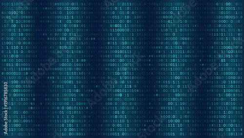 Digital Monolith - High-Density Seamless Binary Code Grid on Deep Teal Gradient