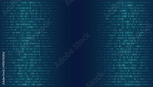 Digital Monolith - High-Density Seamless Binary Code Grid on Deep Teal Gradient