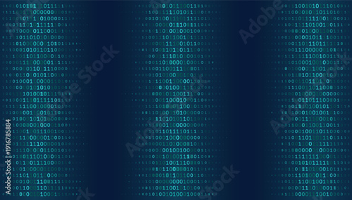 Digital Monolith - High-Density Seamless Binary Code Grid on Deep Teal Gradient