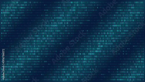 Binary Grid Texture - Cyan Digital Code Field on Dark Blue Gradient Background