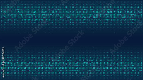 Binary Grid Texture - Cyan Digital Code Field on Dark Blue Gradient Background