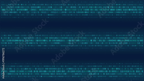 Binary Grid Texture - Cyan Digital Code Field on Dark Blue Gradient Background