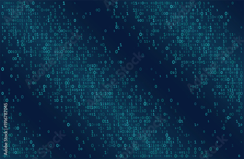 Ephemeral Data Flux - Cyan Binary Symbols Floating in Deep Digital Space