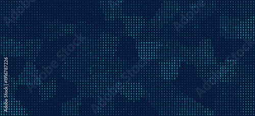 Quantum Pulse - Dynamic Organic Clusters of Cyan Binary Data in a Structured Grid