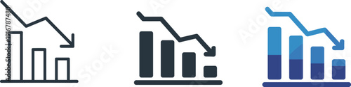 Declining Sales Graph Vector Icon Financial Downtrend Analytics Chart Business Revenue Decrease Illustration Design