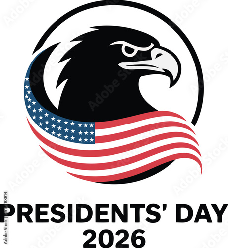 American eagle head in circle with flag, presidents day 2026, national symbol of power