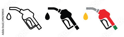 Refuel Gun Icon on White Background, Clean Vector Illustration Representing Fuel Nozzle