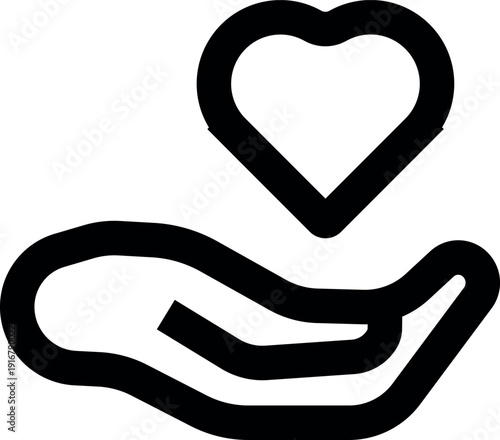 Minimalist Heart in Hand Donation Icon for Charity and Philanthropy UI, Vector SVGMinimalist Heart in Hand Donation Icon for Charity and Philanthropy UI, Vector SVG