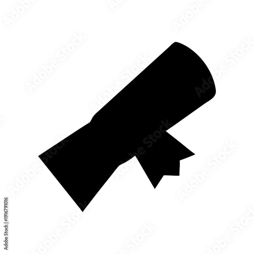 A sleek black ribbon tied in a simple bow with a diagonal orientation