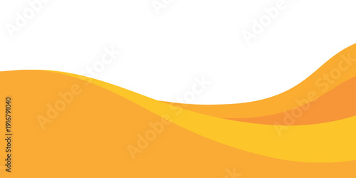 This vector illustration features a vibrant orange and yellow gradient design composed of layered, fluid, abstract waves creating a dynamic footer element with ample white copy space for text.