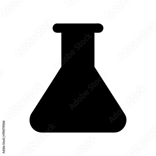 Simple illustration of a laboratory volumetric flask with a narrow neck and round body