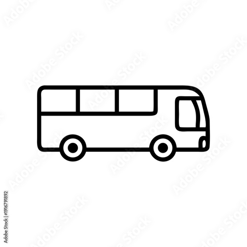 A sleek and modern double-decker bus icon in minimalist black and white design