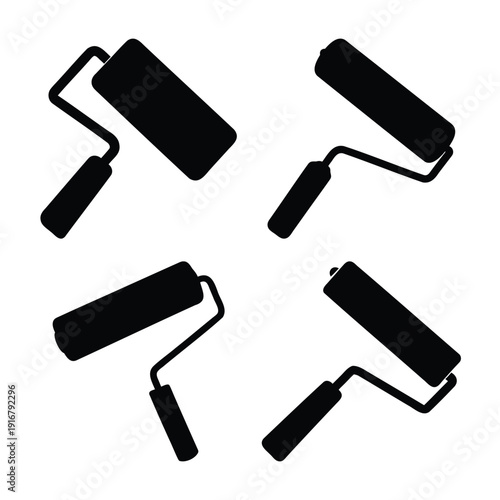 Essential paint rollers in a bold black and white iconic design for diy tasks