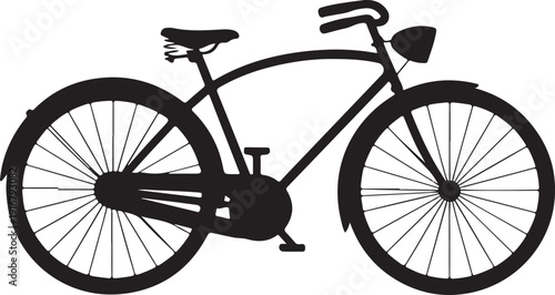 Classic Black Silhouette of a Cruiser Bicycle on White Background
