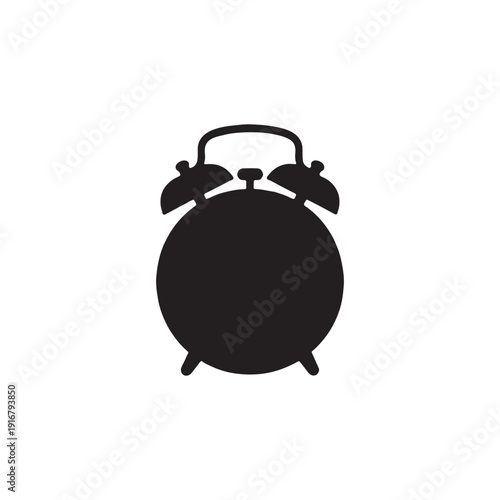 Cute black alarm clock vector illustration icon in a simple cartoon design