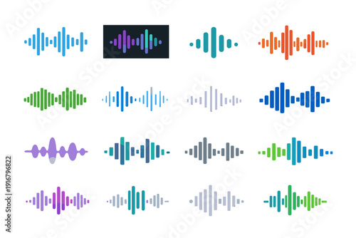 Adaptive detailed variant waveform image generation icon abstract vector spacious style dark