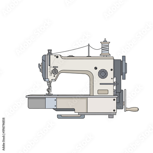Vintage Sewing Machine Illustration - Classic Tailoring Equipment