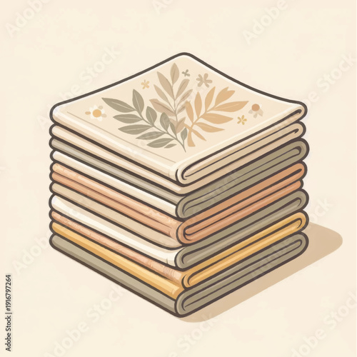 Stack of Books with Floral Design.