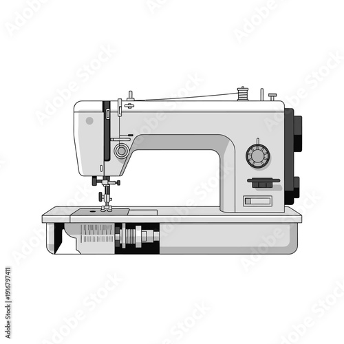 Modern Sewing Machine Isolated on White Background - Vector Illustration