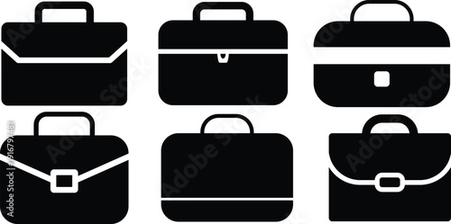 Silhouette of various briefcase styles and designs