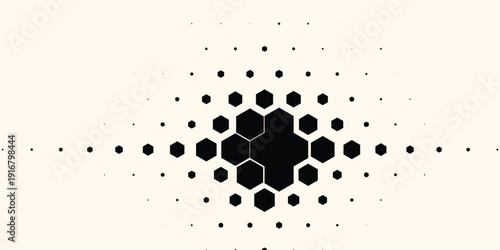 Hexagon Shapes Vector Abstract Geometric Technology Retrowave Sci-Fi Texture Isolated on Light Background. Halftone Hex Retro Simple Pattern. Eps10
