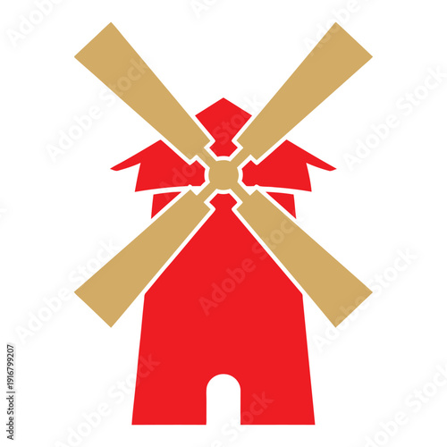 Photos Red Windmill Graphic Illustration Design Element.