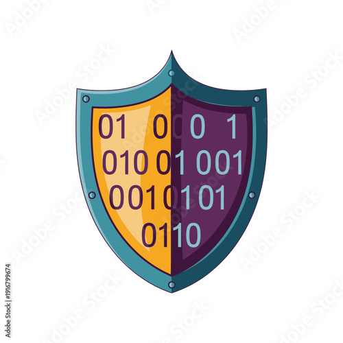 Shield with Binary Code Protection.