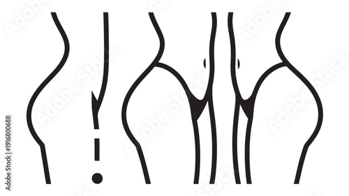 Knee joint icon set showing healthy and injured knee anatomy with patella, ligaments and cartilage in minimal black line style on white background for orthopedics