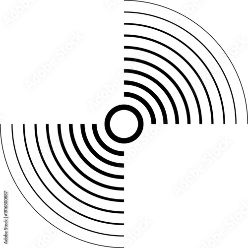 Radio scan target. Radial signal black symbol