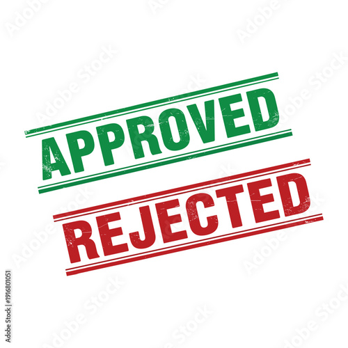 Approved and Rejected Stamps in Green and Red seal Vector