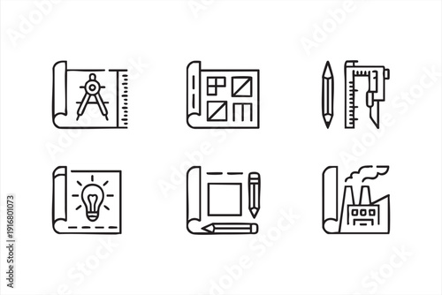 Floor Plan, Compass and Ruler Vector Symbol Pack
