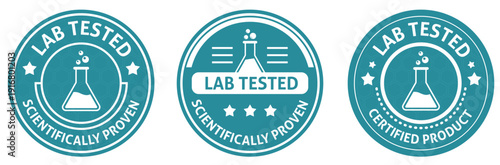 Lab tested quality seal badge certification vector stamp set