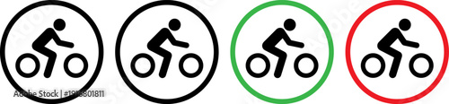 Cycling icons set with different colored borders