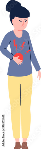 Stomach ache concept. Woman suffer from abdominal pain