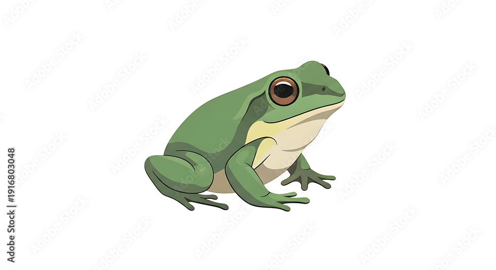 Obraz premium Green tree frog sitting on leaf isolated on transparent background high resolution png cutout