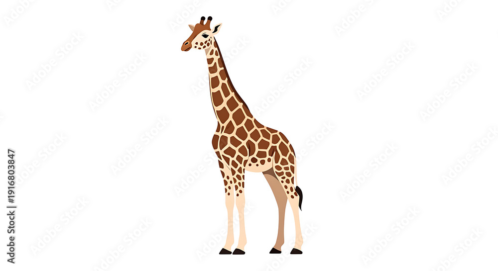 Obraz premium Majestic giraffe standing tall with long neck and brown spotted coat isolated on transparent background