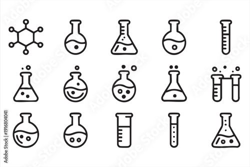 Scientific Research and Medical Lab Equipment Line Icon Pack