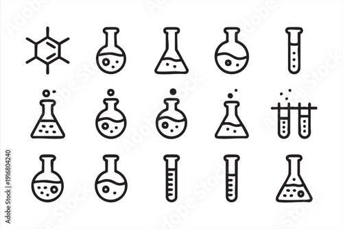 STEM Education Chemistry Illustration Icons for Web and Print