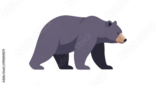 Black bear walking silhouette cutout illustration isolated on transparent background