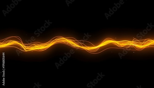 A vibrant yellow light wave glowing against a dark background