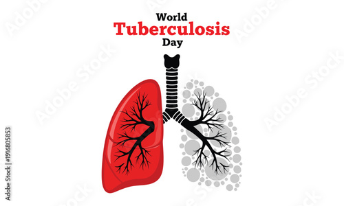 World tuberculosis day awareness illustration with lung and bronchial tree