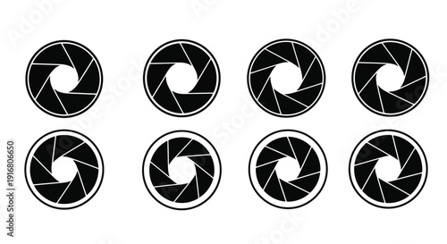 Camera Aperture Blades Set Iconography.