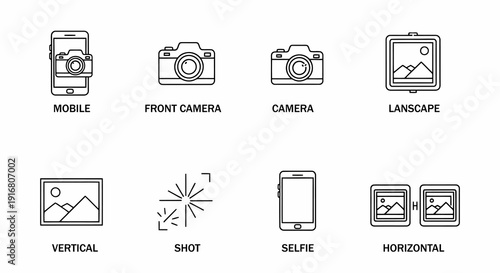 Collection of Camera and Photography Related Icons.