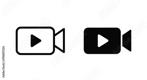Video Camera Icon Set Play Button Symbol.