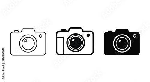 Three Camera Icons Representing Photography Technology.