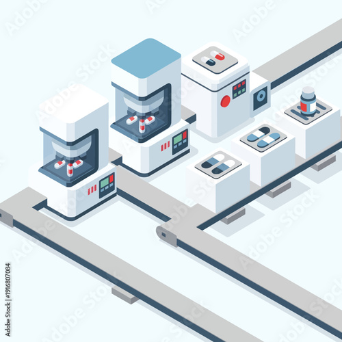 Industrial 3D Printing Machines on Assembly Line.