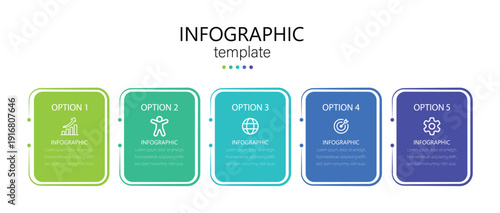 Infographic design with icons and 5 options or steps.  Infographics business concept.  Vector illustration.  
