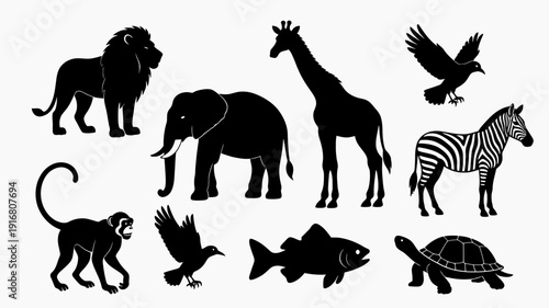 set of animals silhouettes
